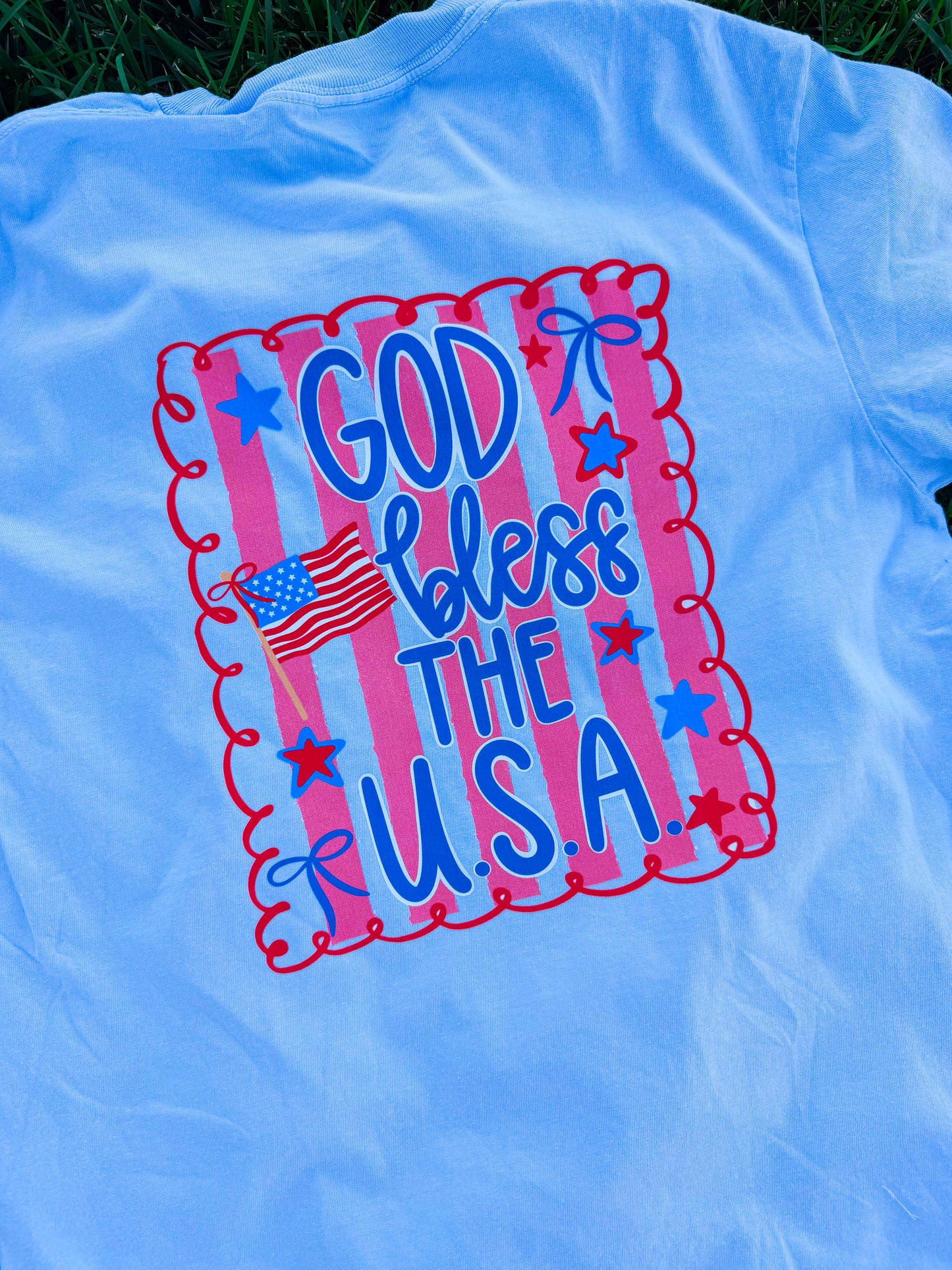 Blue God Bless America Tee🇺🇸🩵