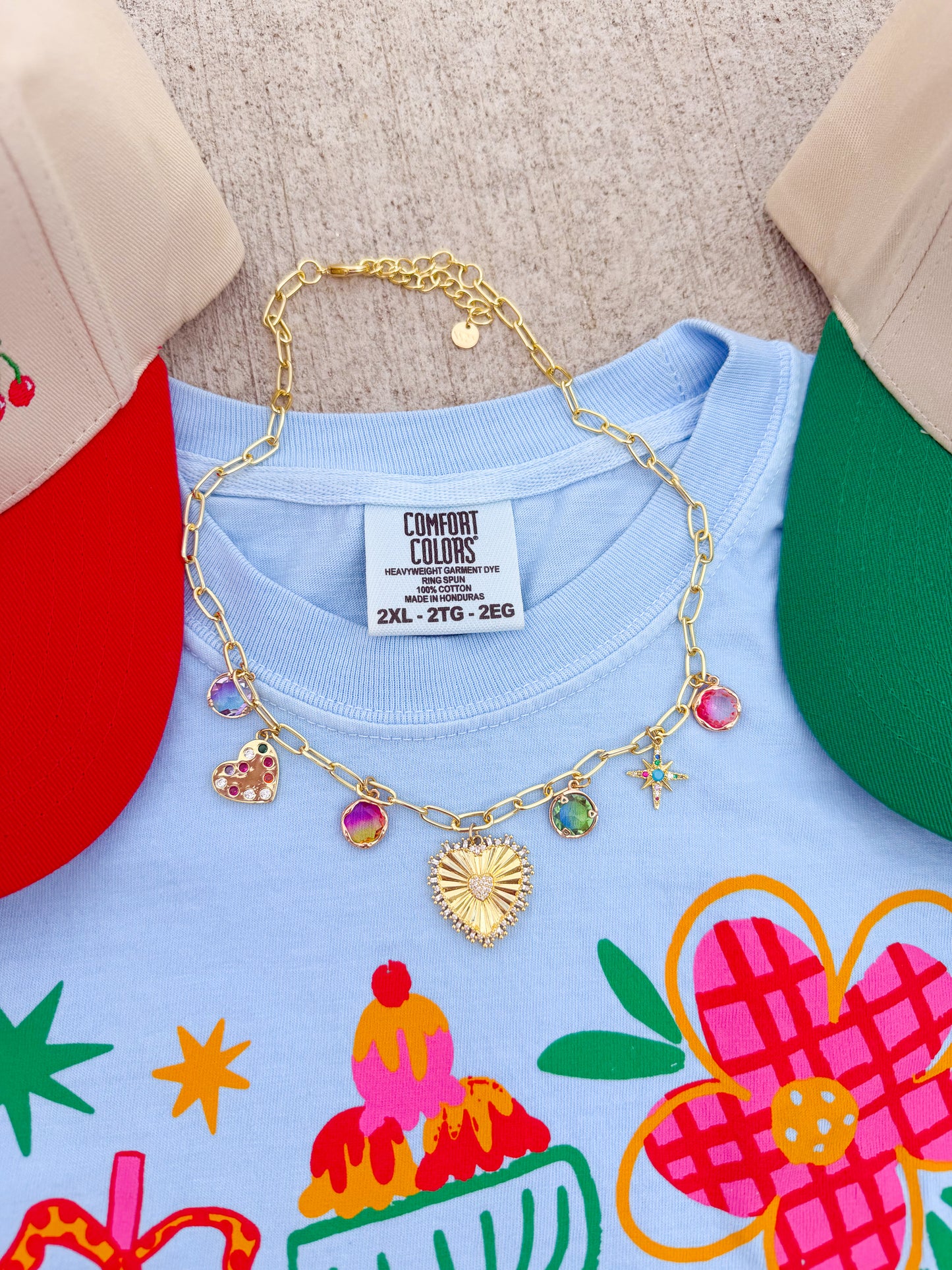 Heart Drop Charm Necklace🩵