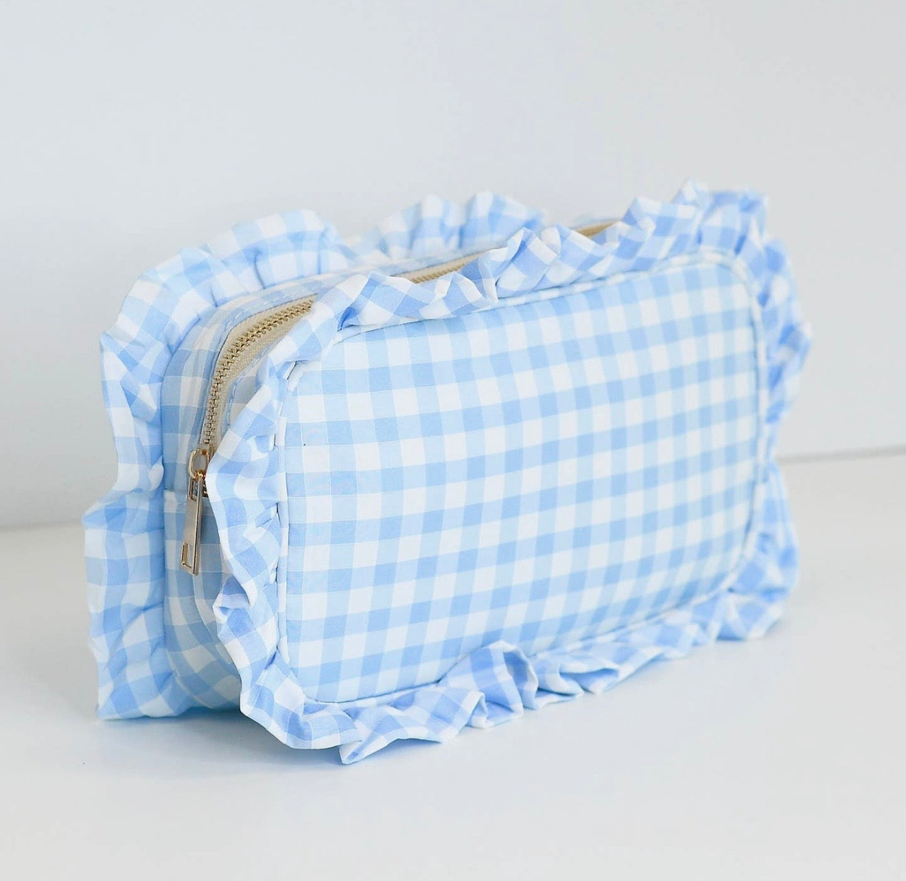 Baby Blue Gingham Cosmetic Bag🩵