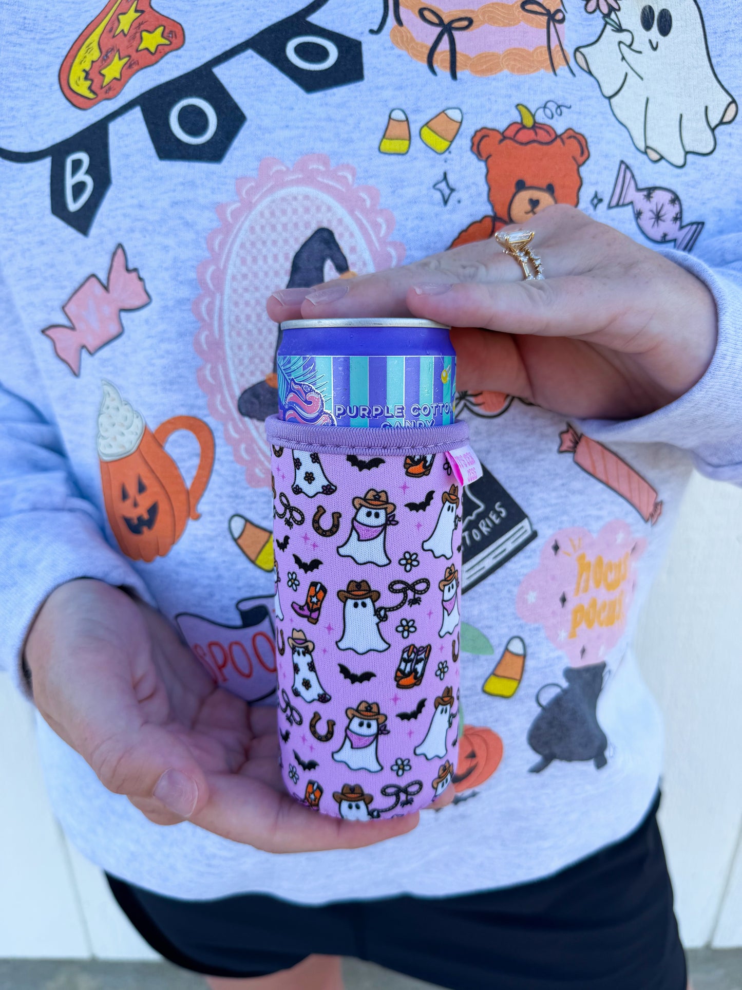 Cowgirl Ghost Slim Can Coozie👻