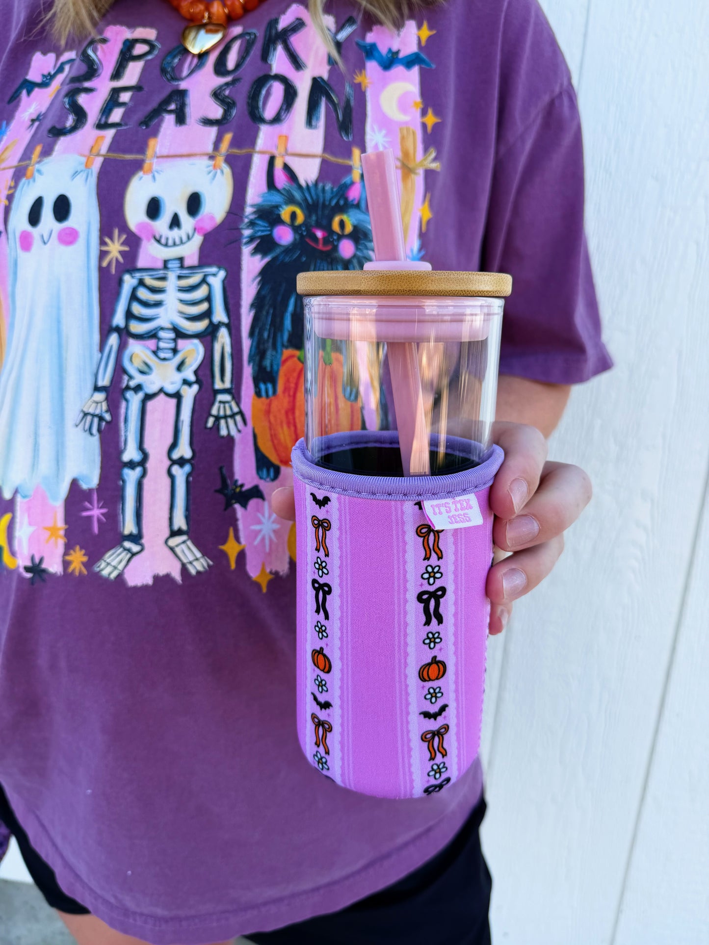 Pumpkin Stripe Drink Sleeve💜