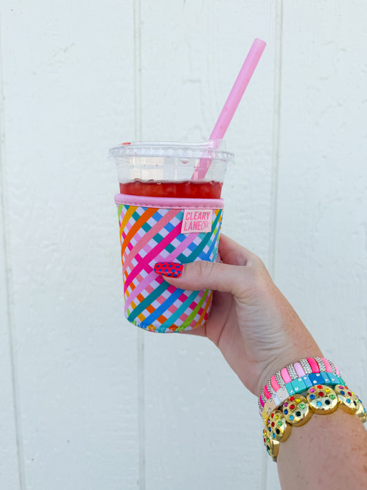 Rainbow Cross Stitch Drink Sleeve(grande/small)🌈