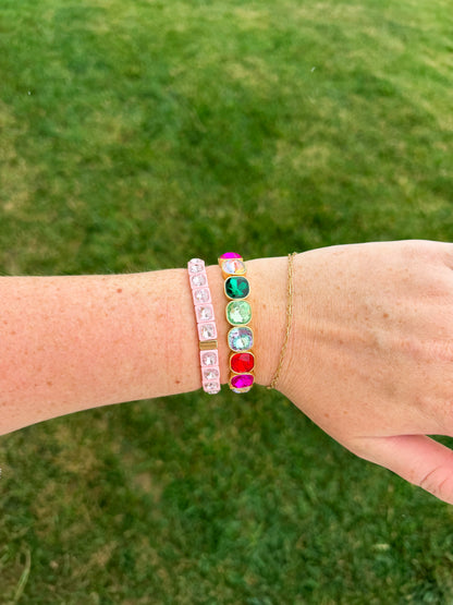 Pink Gemstone Stacking Bracelet🩷