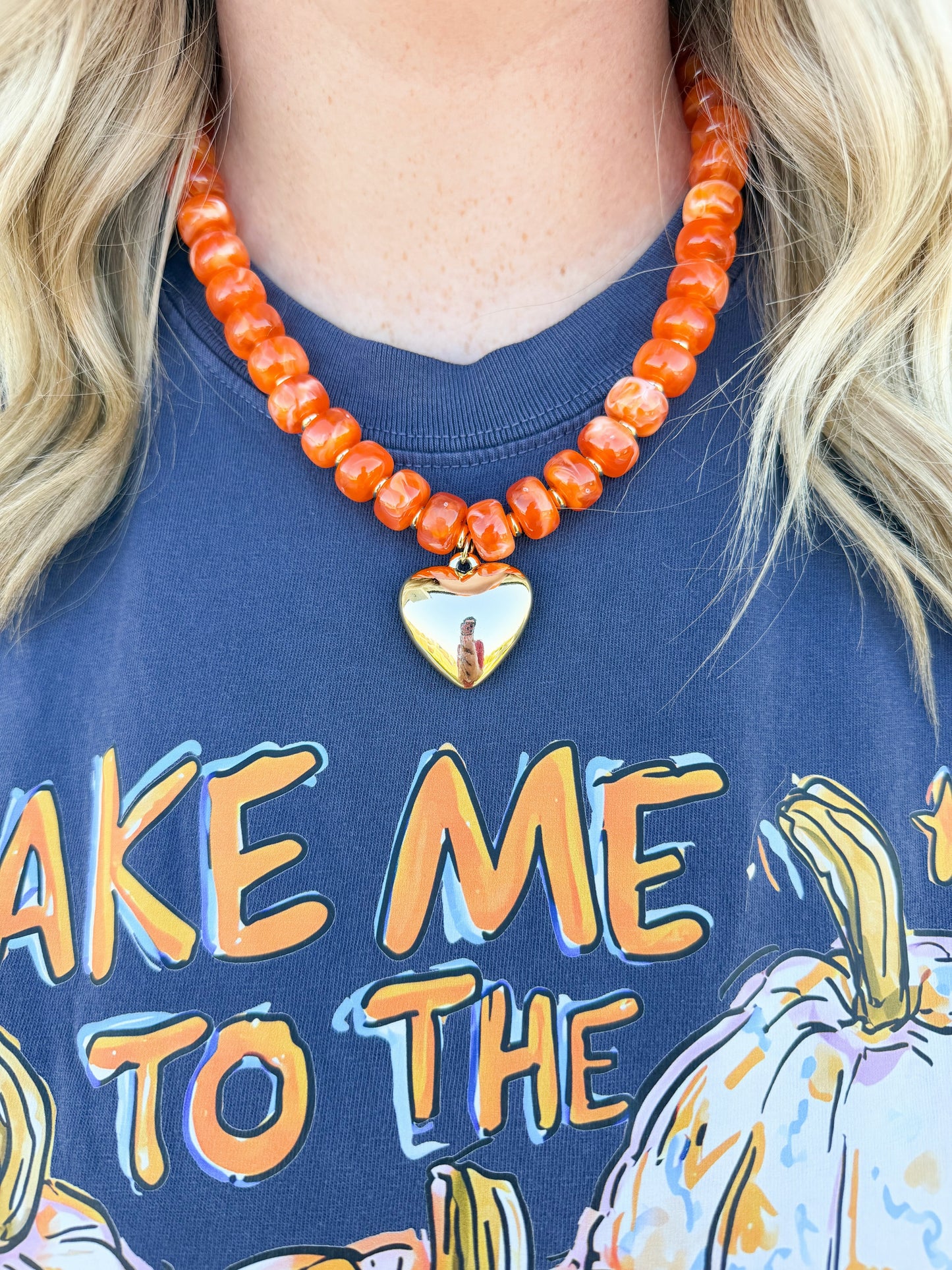 Orange Bubble Heart Necklace🧡