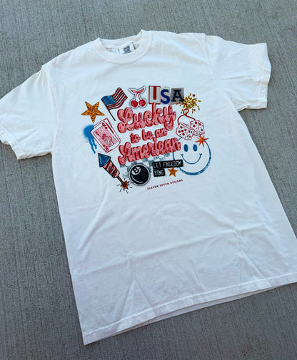 Lucky American Graphic Tee🍒💙