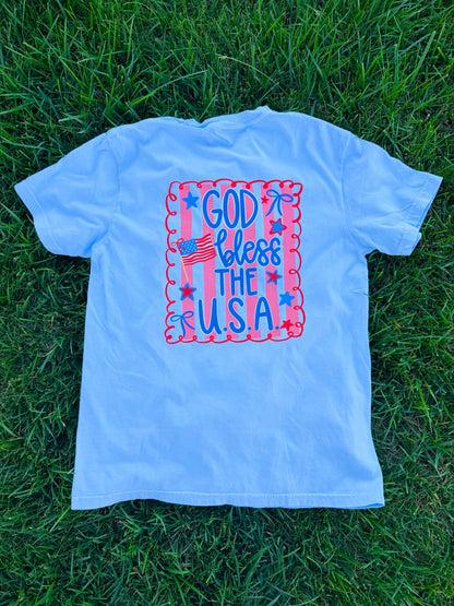 Blue God Bless America Tee🇺🇸🩵