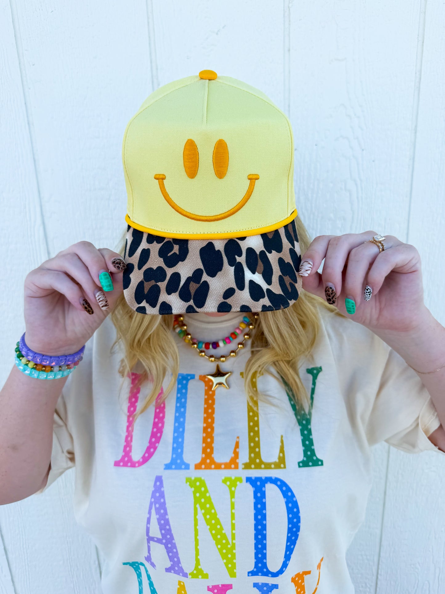 Leopard Smiley Trucker Hat😊