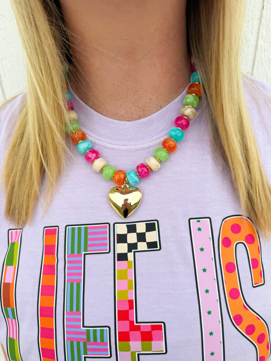 Confetti Bubble Heart Necklace🌈💖