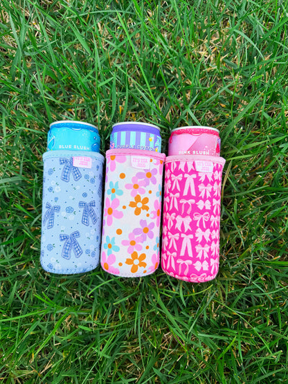 Blue Bow Slim Can Coozie💙
