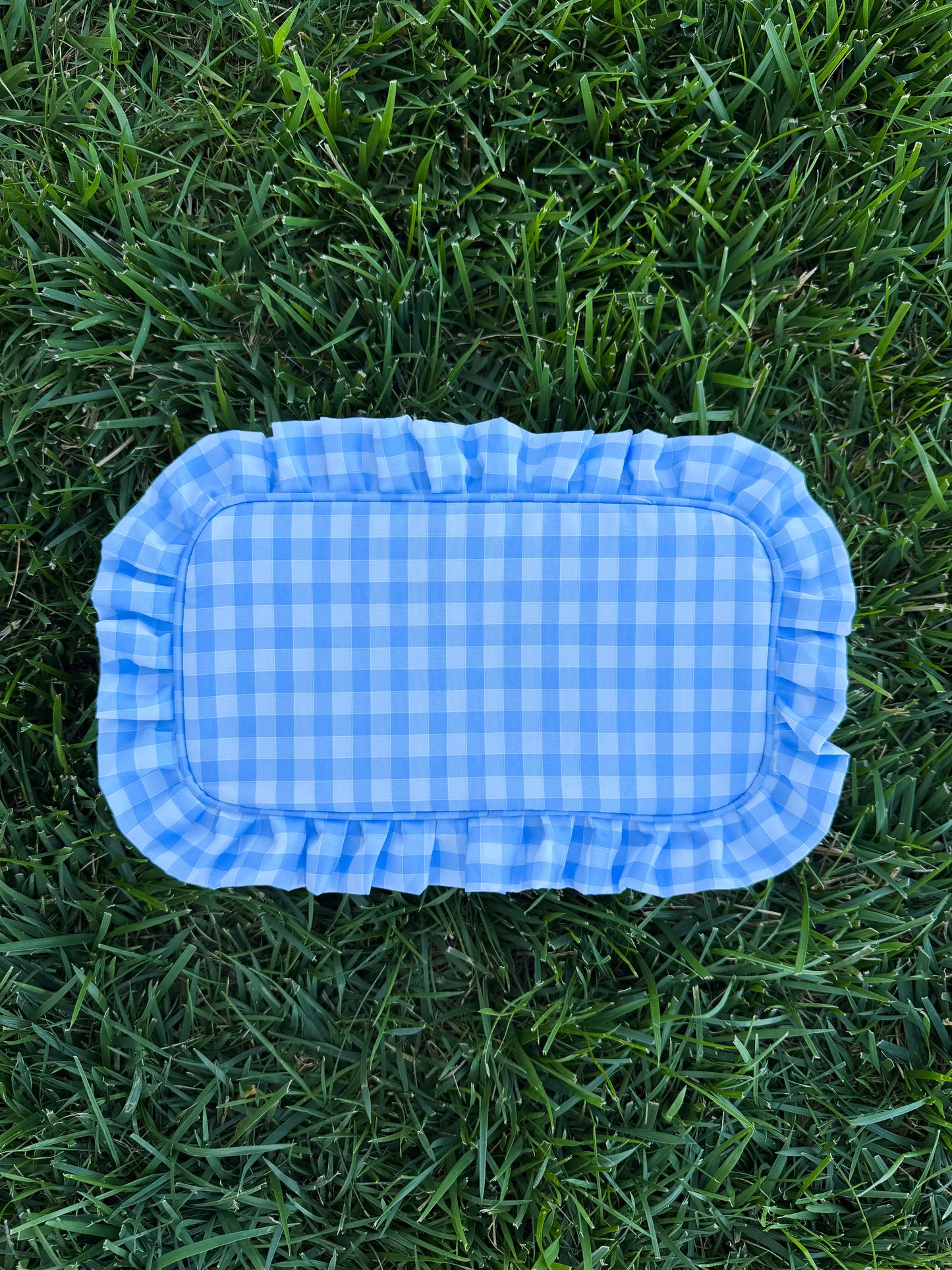 Baby Blue Gingham Cosmetic Bag🩵
