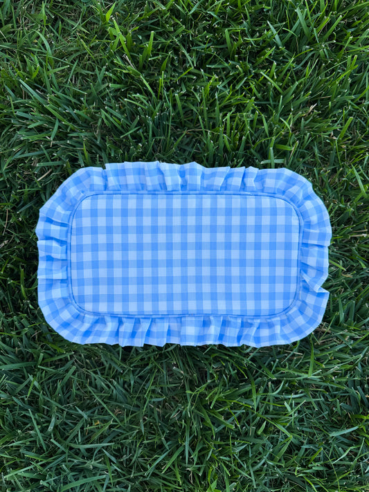 Baby Blue Gingham Cosmetic Bag🩵