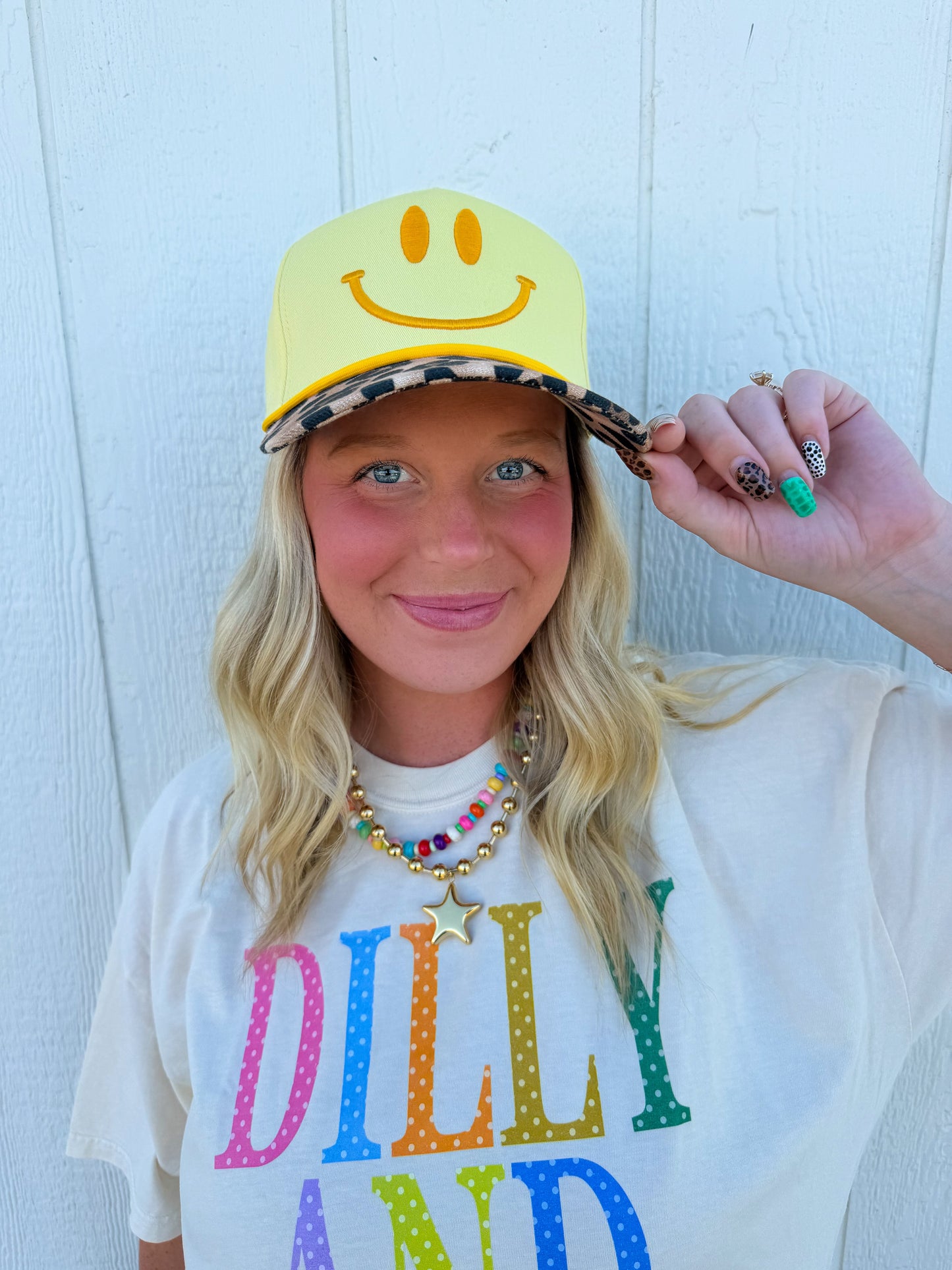 Leopard Smiley Trucker Hat😊