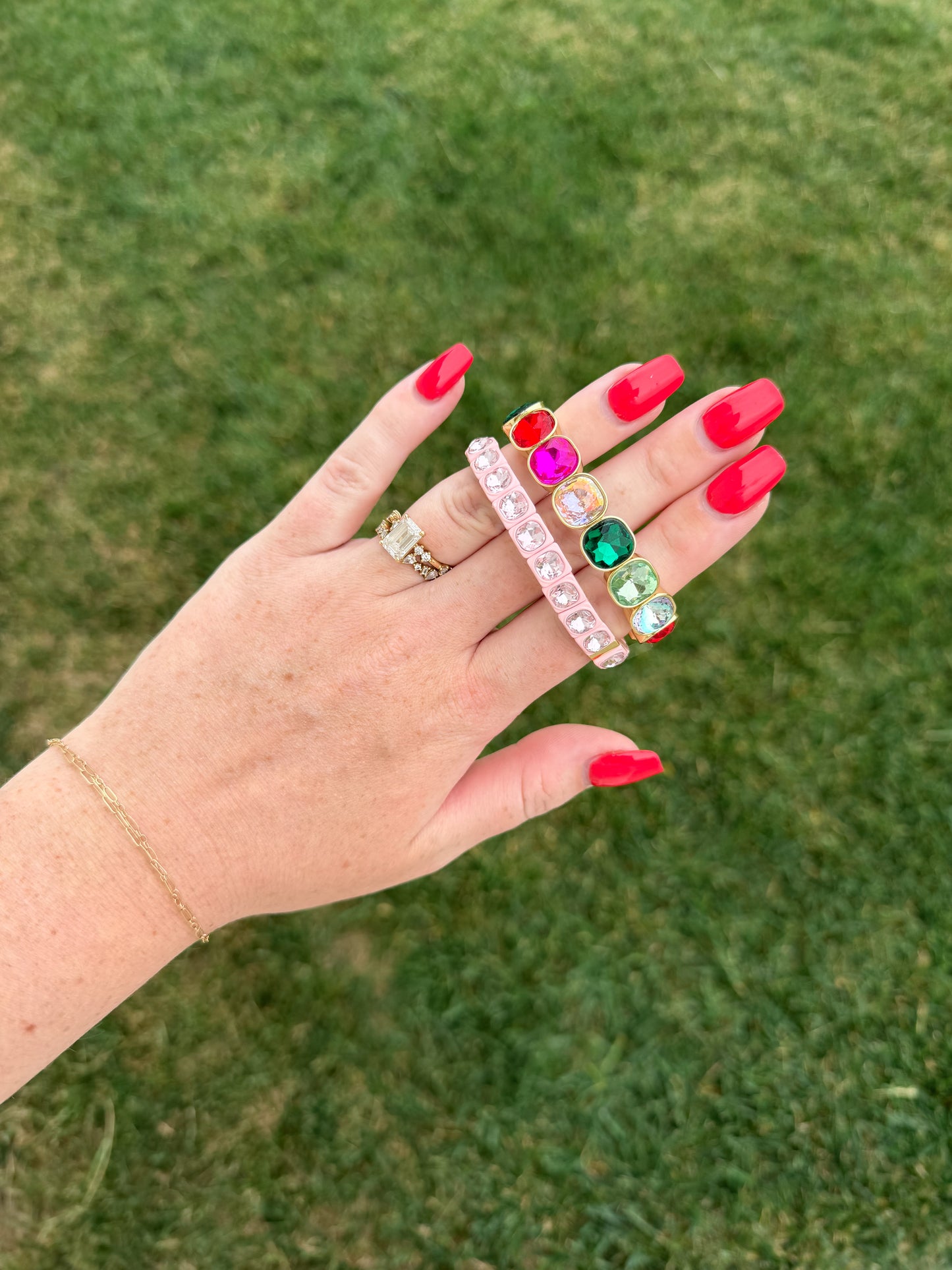 Pink Gemstone Stacking Bracelet🩷