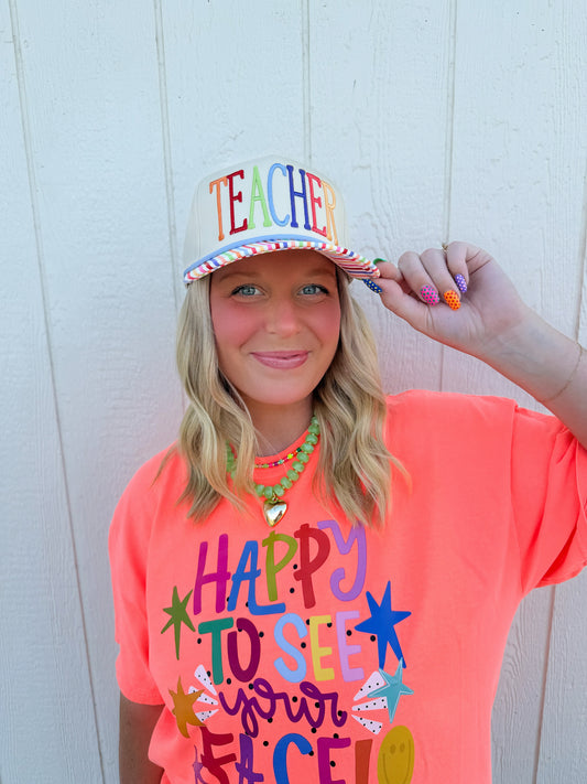 Teach Trucker Hat🍎🌈