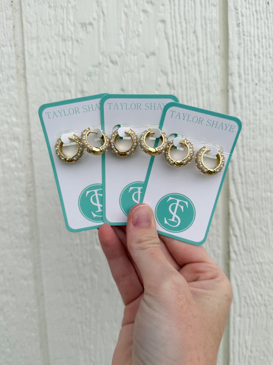 Gold Pearl Hoop Earrings✨