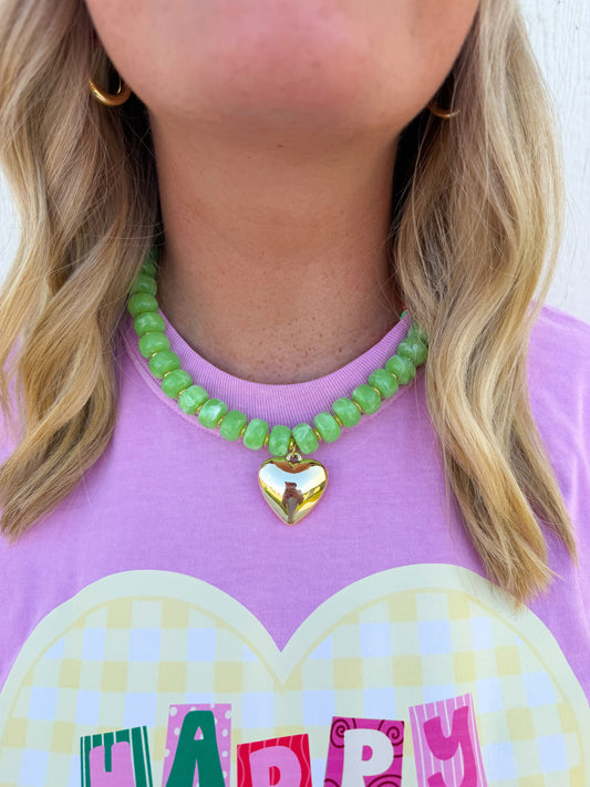 Lime Bubble Heart Necklace💚