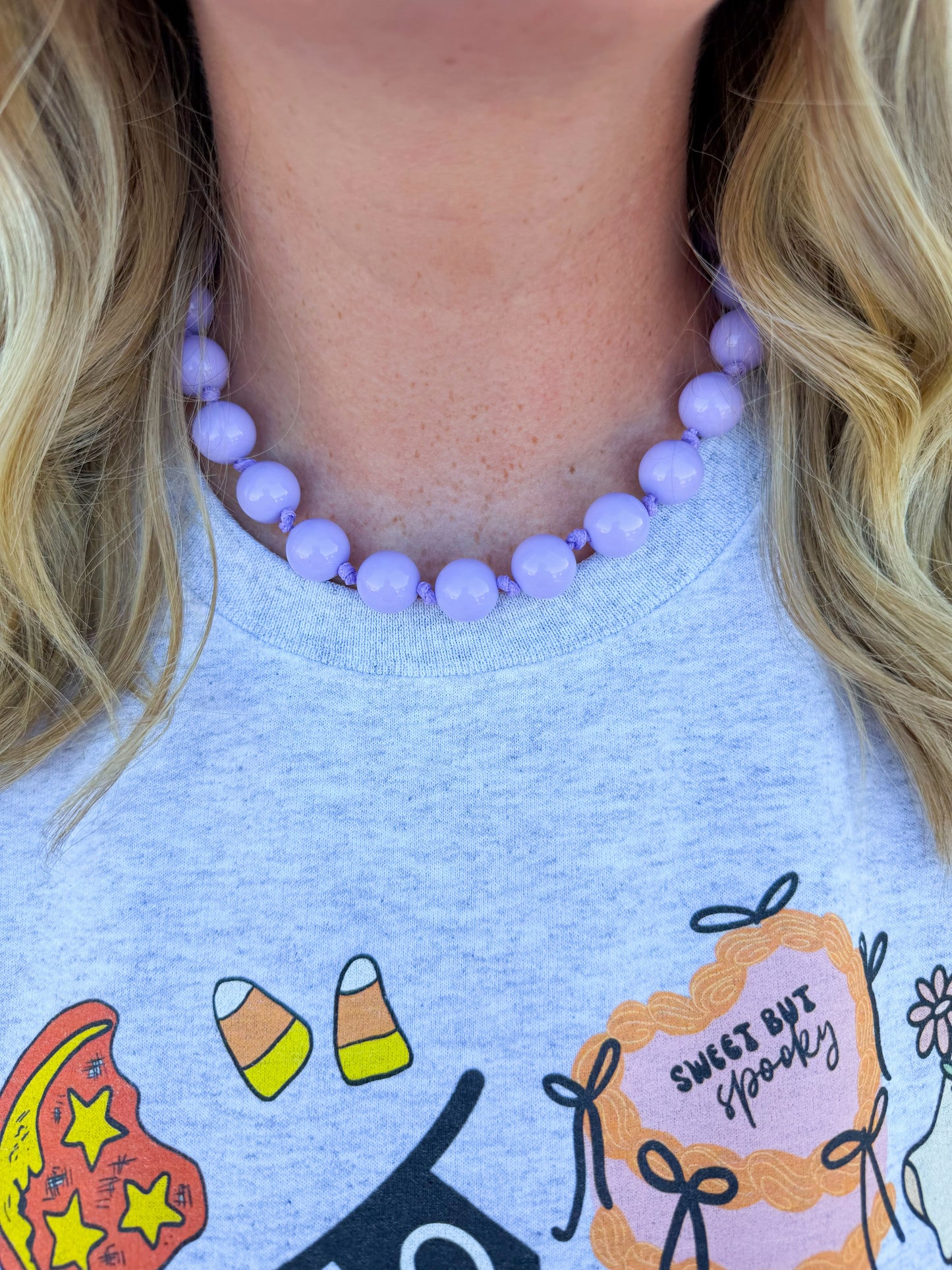 Lavender Bubblegum Beads Necklace