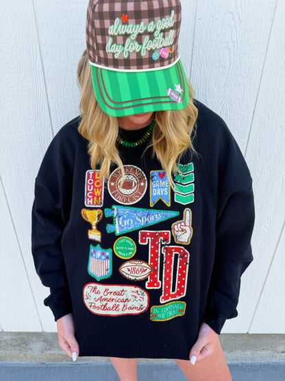 Touchdown Collage Crewneck🏈🖤