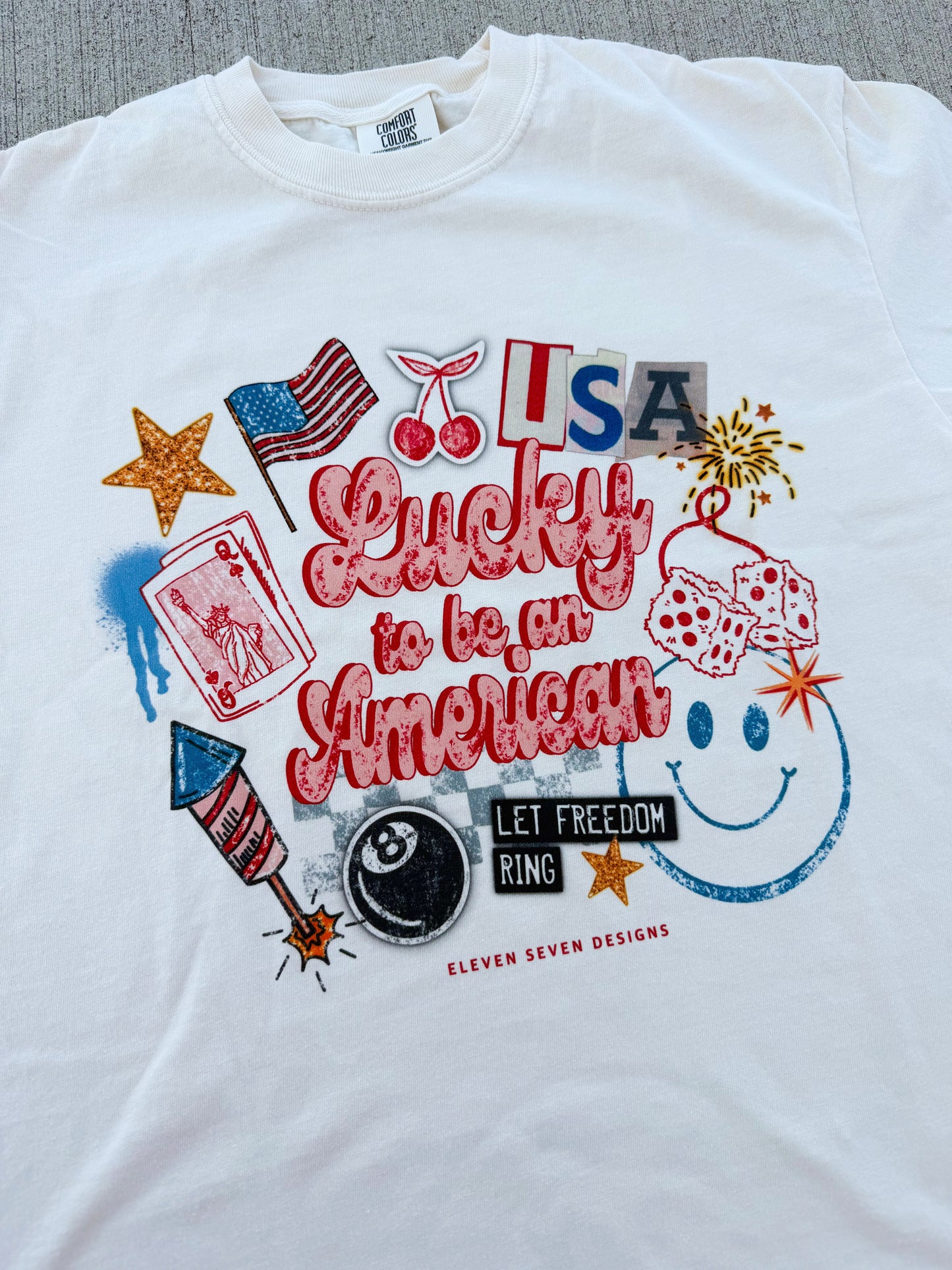 Lucky American Graphic Tee🍒💙