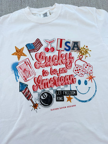 Lucky American Graphic Tee🍒💙