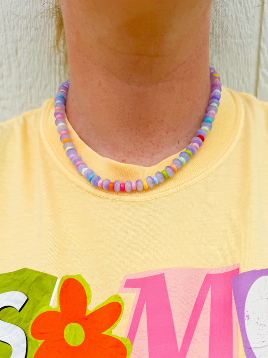 Happy Vibes Beaded Neckace💜🌈