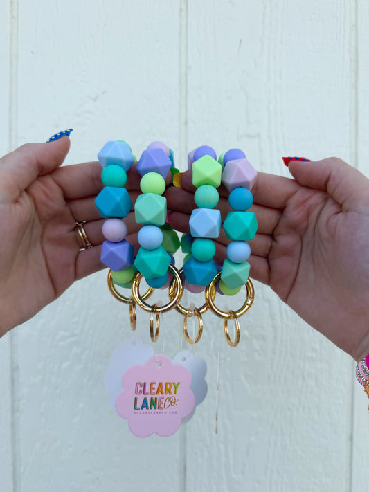 Beaded Silicone Keychain Wristlet🩵