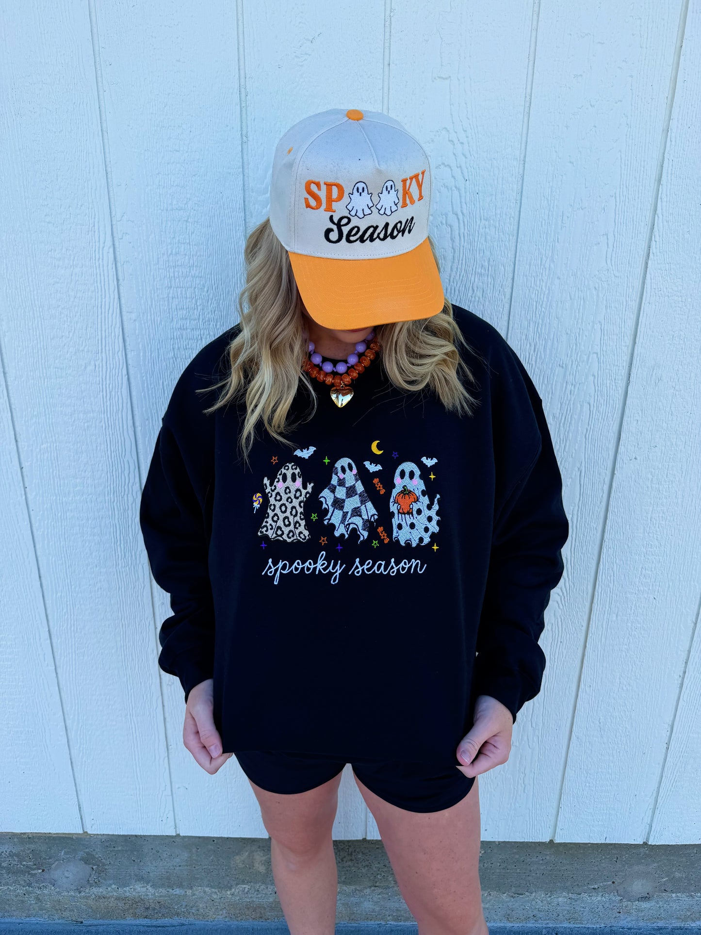 Spooky Season Embroidered Crewneck👻🖤