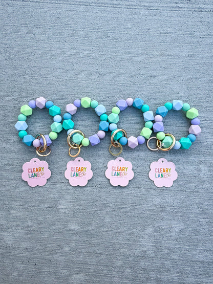 Beaded Silicone Keychain Wristlet🩵