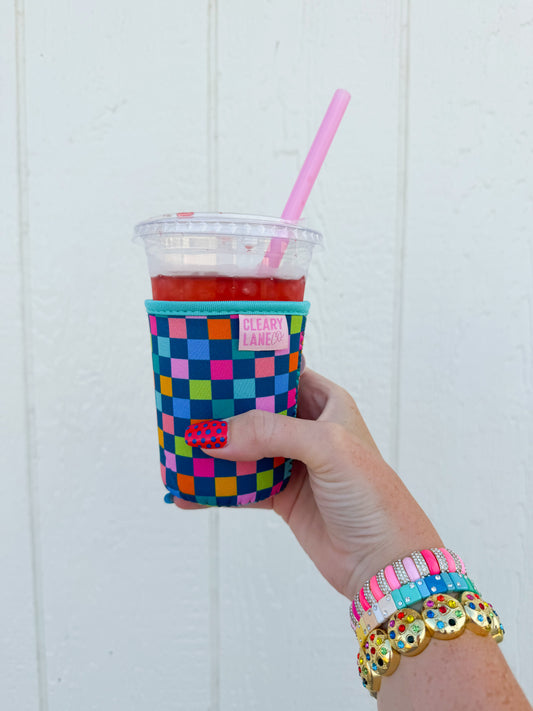 Rainbow Checkers Drink Sleeve(grande/small)💙