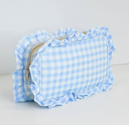 Baby Blue Gingham Cosmetic Bag🩵