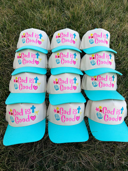 God is Good Trucker Hat🩵🎀
