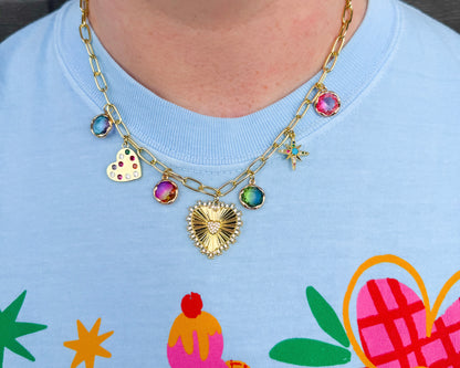 Heart Drop Charm Necklace🩵